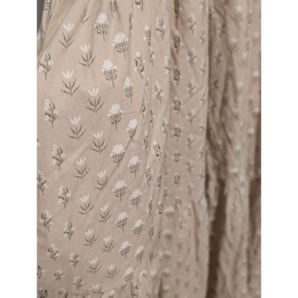Neuflora Beige Floral Tiered Midi Dress - Size L - Cottagecore Dream! 🌸 - Picture 6 of 11